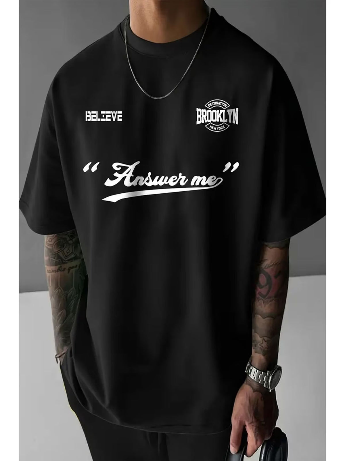 Answer Baskılı Unisex Oversize Tshirt