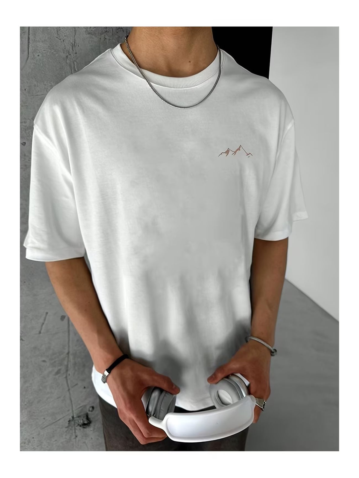 Unisex Dağ Baskılı Oversize Tshirt