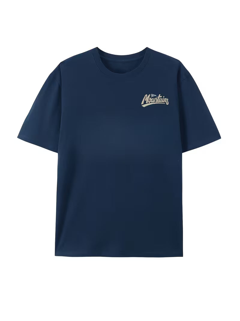 Unisex Mountain Tasarım Basklı Tshirt