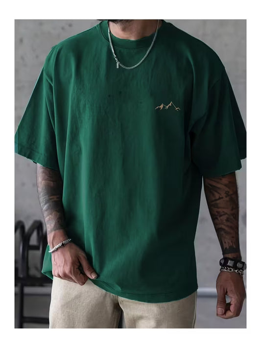 Unisex Dağ Baskılı Oversize Tshirt