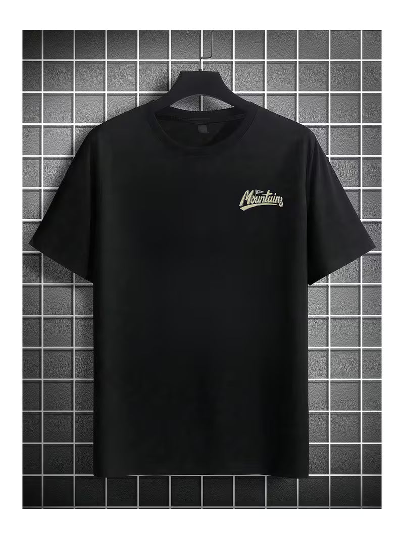 Unisex Mountain Tasarım Basklı Tshirt