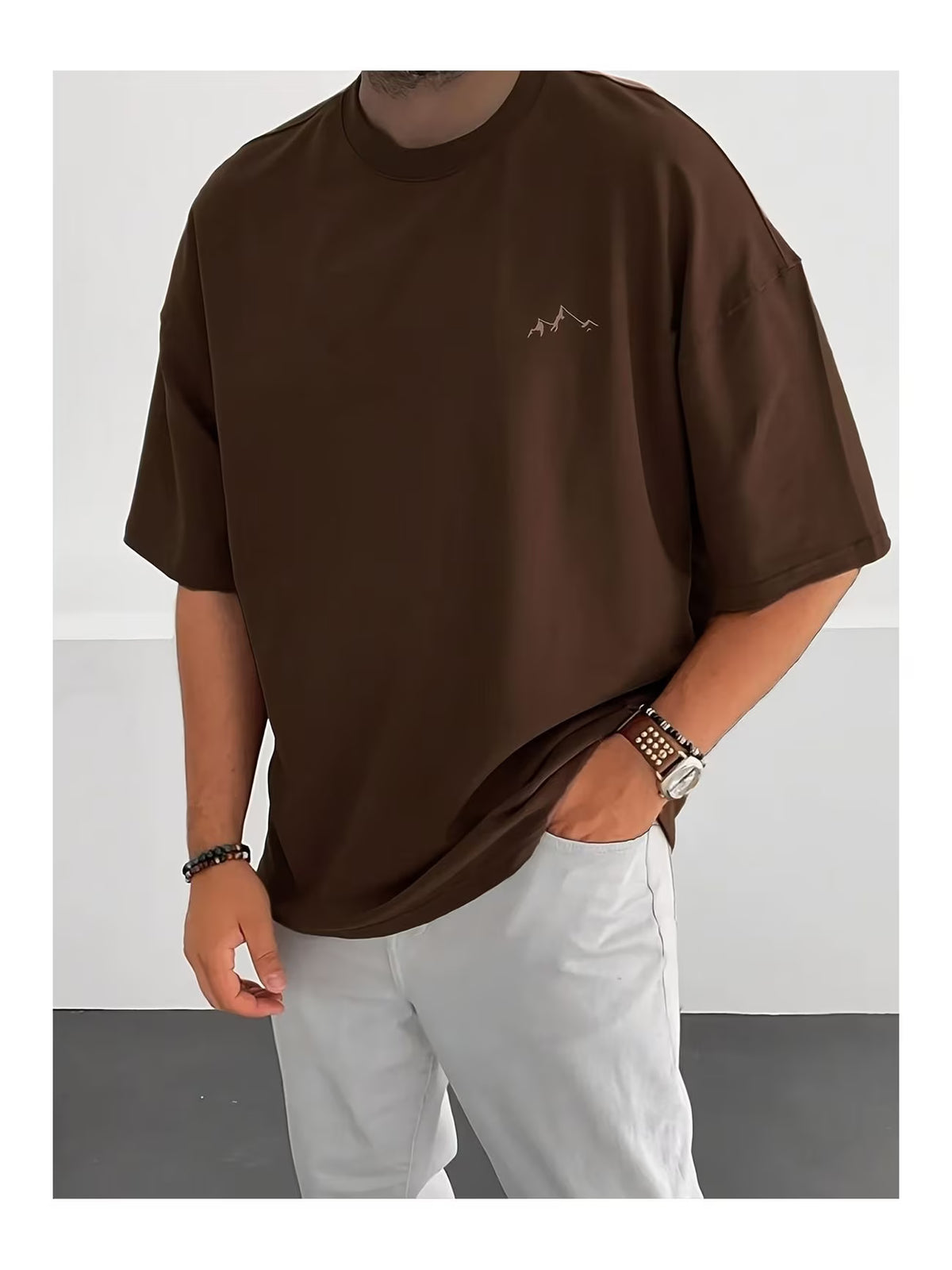 Unisex Dağ Baskılı Oversize Tshirt