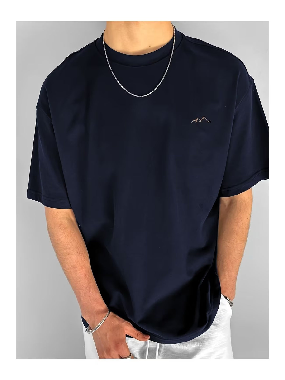 Unisex Dağ Baskılı Oversize Tshirt